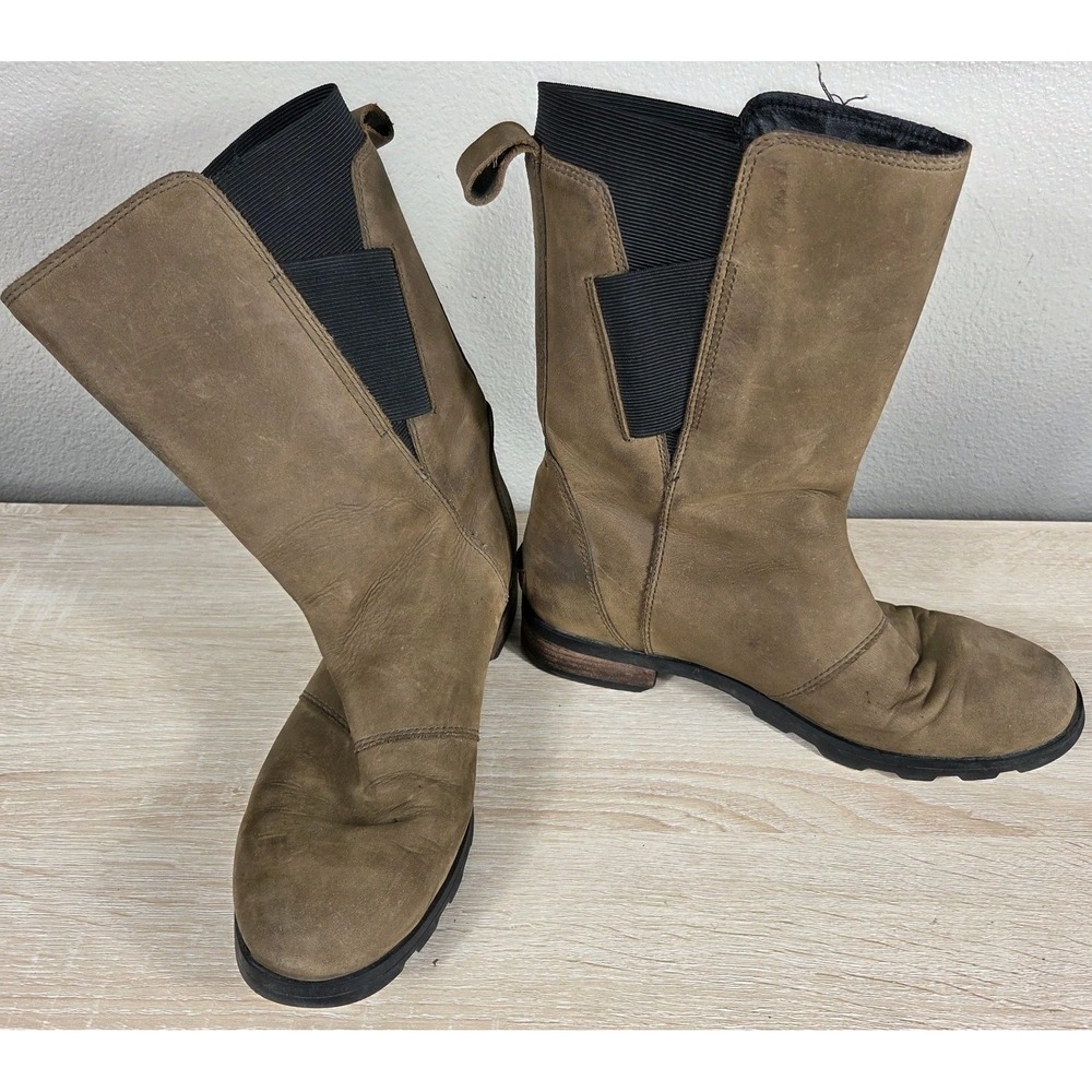 Sorel Emelie II Chelsea Boots Waterproof Brown Leather Women's US 8 EU 39